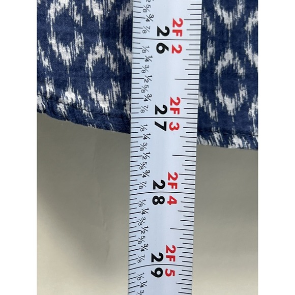 Eddie Bauer Tunic Women's Size M Blue/White Print 3/4 Sleeves 1/4 Button Hi Low - Picture 6 of 10